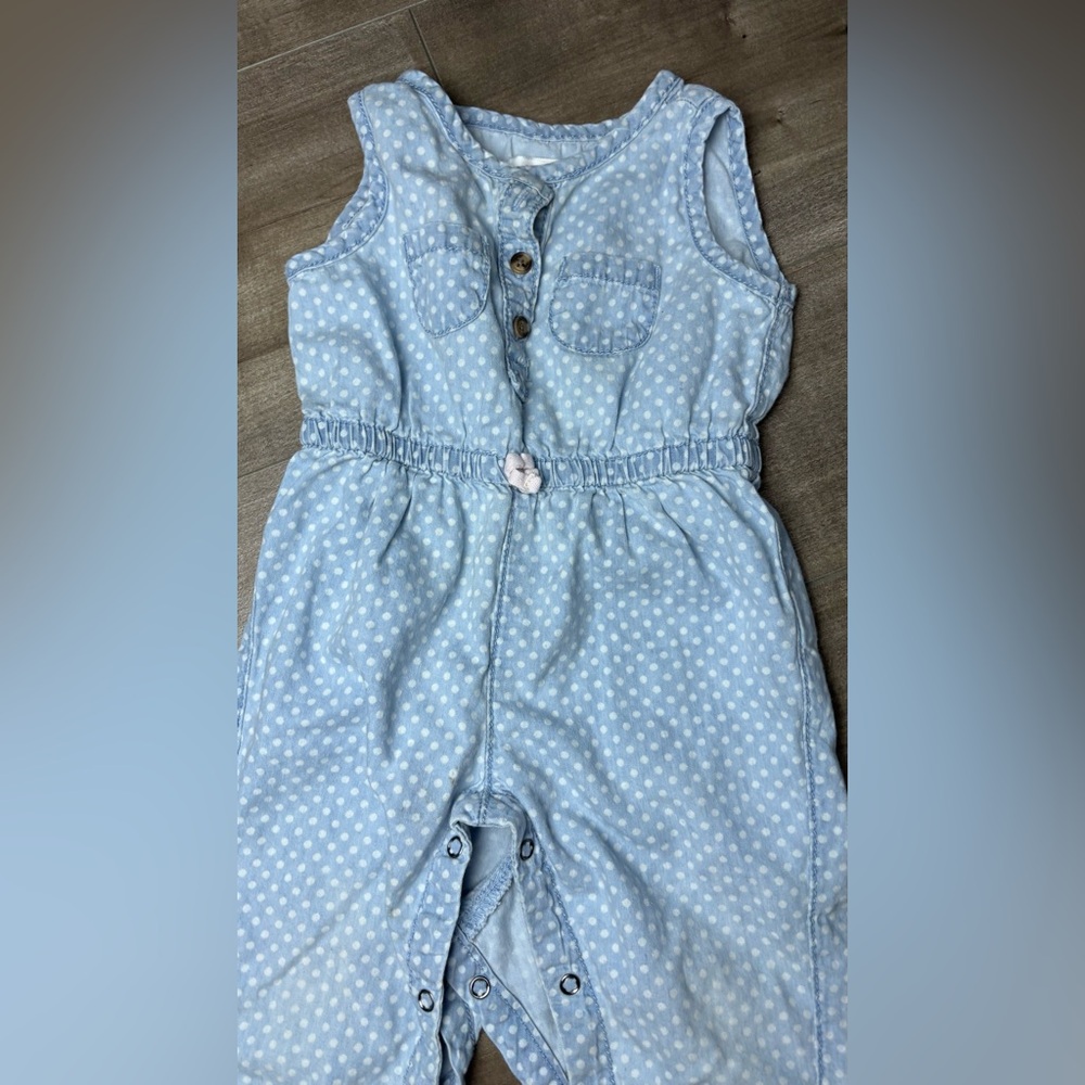 Joe Fresh Baby Blue Polka Dot Jumpsuit - Picture 2 of 6